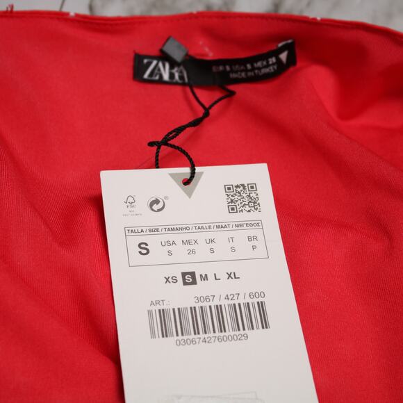 Zara Red Satin Star Bodysuit Y2K Lace Up Corset Tank Snap Bottom Top Size S - Picture 6 of 12